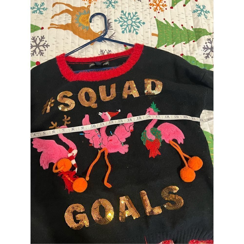 United States Sweaters #squad goals Holiday ugly Christmas Flamingos Sweater - Picture 6 of 7